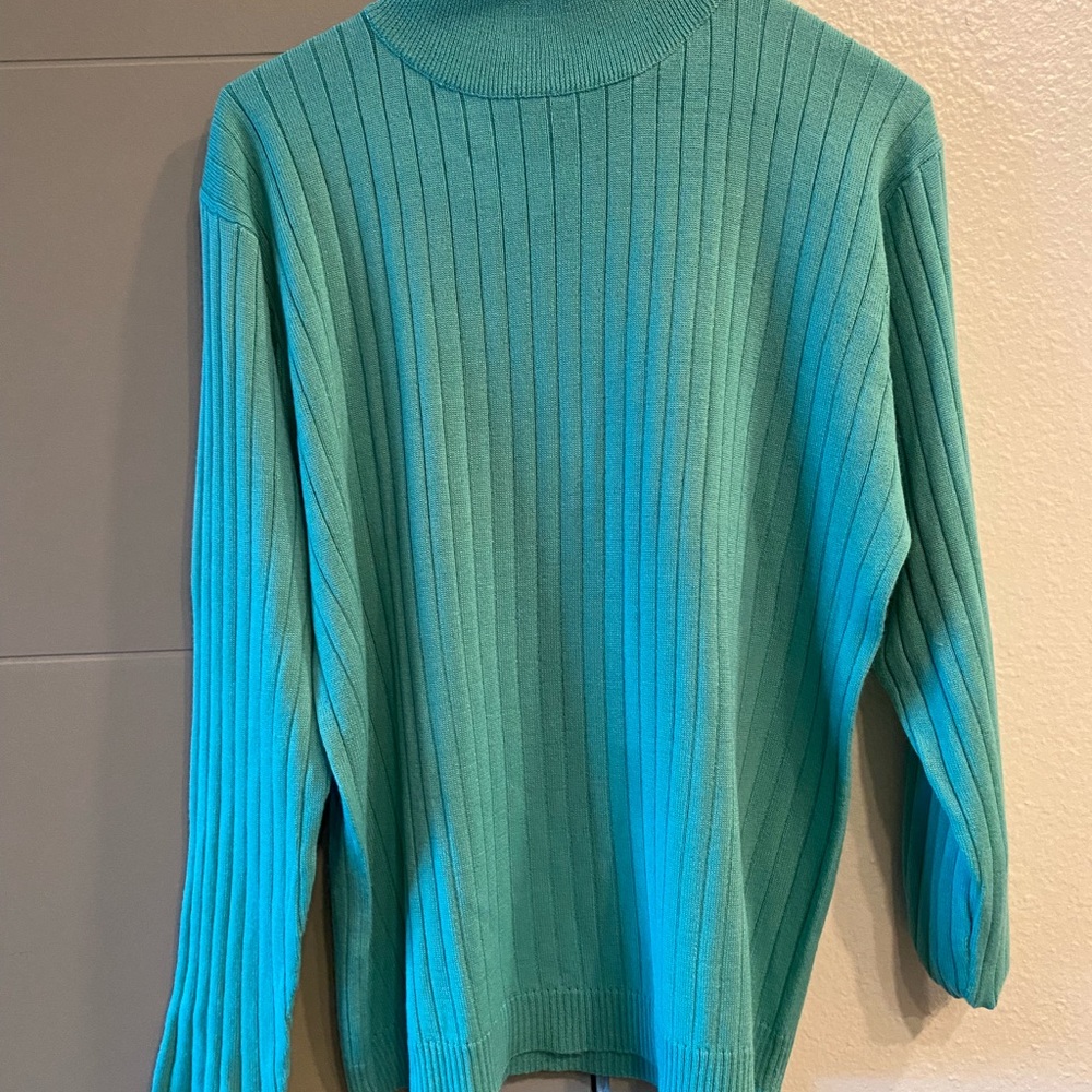 Karen Scott Aqua Ribbed Sweater